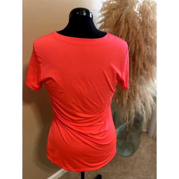 Nike Pro Dri-Fit V Neck Short Sleeve Top Neon Pink Orange Size L - Picture 2 of 6